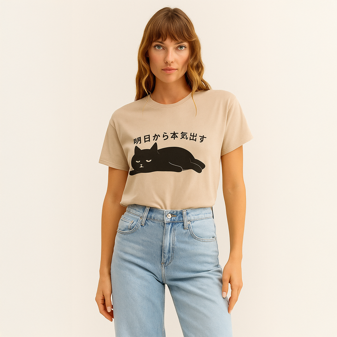 Cat with Japanese T-Shirt