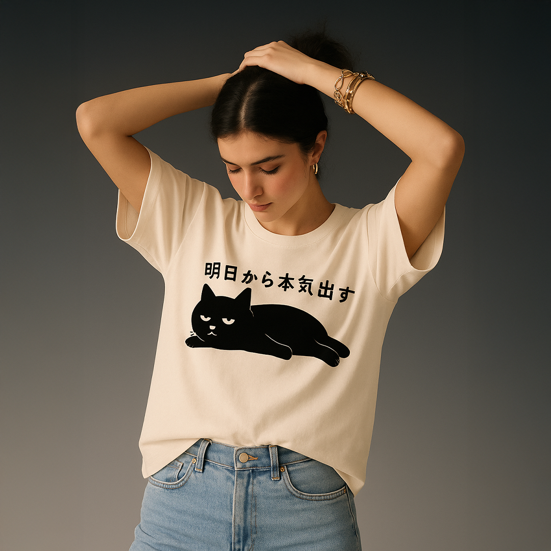 Cat with Japanese T-Shirt