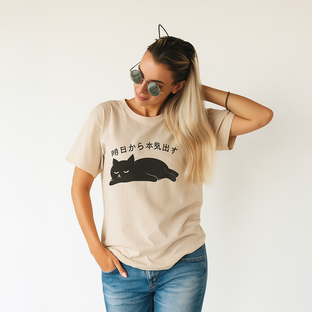Cat with Japanese T-Shirt