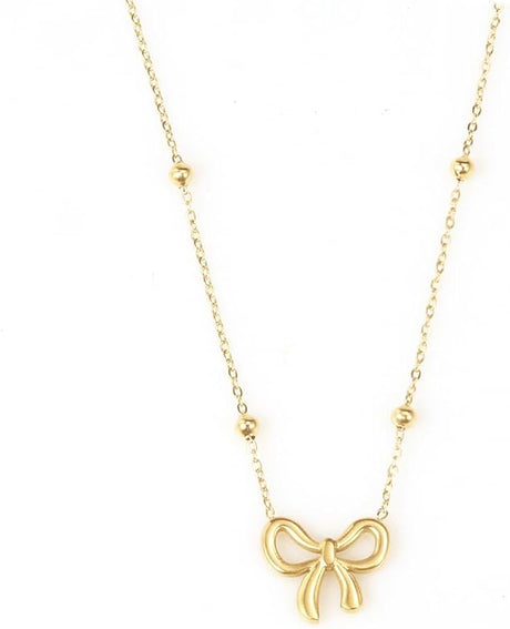 SUNNYOUTH Bow Necklace for Women Bowknot Choker Necklace 14K Gold Plated Ribbon Choker Necklaces Fashion Jewelry Gifts