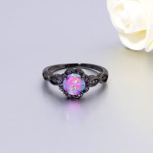 CiNily Black Gold Purple Opal Ring-  Women Gemstone