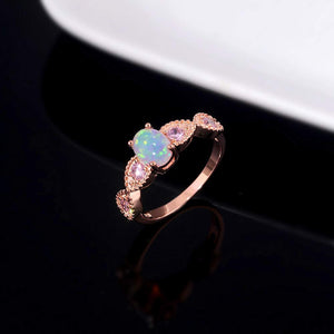 CiNily Black Gold Purple Opal Ring-  Women Gemstone