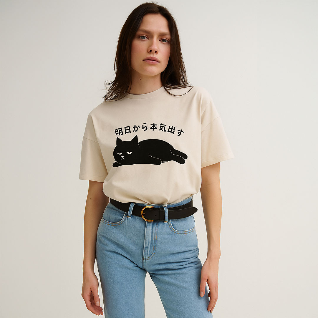 Cat with Japanese T-Shirt