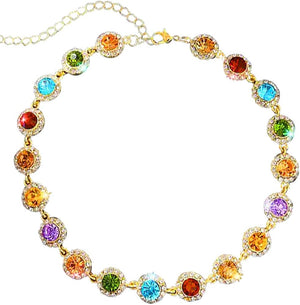 Colorful Crystal Choker Necklace Sparkly Rhinestone Chokers Necklaces Gold Chain Party Prom Neck Jewelry for Women