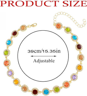 Colorful Crystal Choker Necklace Sparkly Rhinestone Chokers Necklaces Gold Chain Party Prom Neck Jewelry for Women