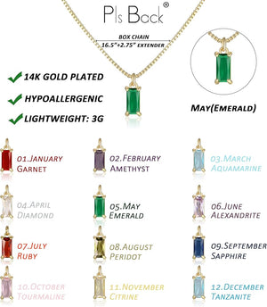 Dainty Gold Birthstone Necklaces for Women Non Tarnish, Trendy Blue Green Cubic Zirconia Emerald Pendant Charm Gold Necklaces Birthday Gifts for Women Waterproof Jewelry