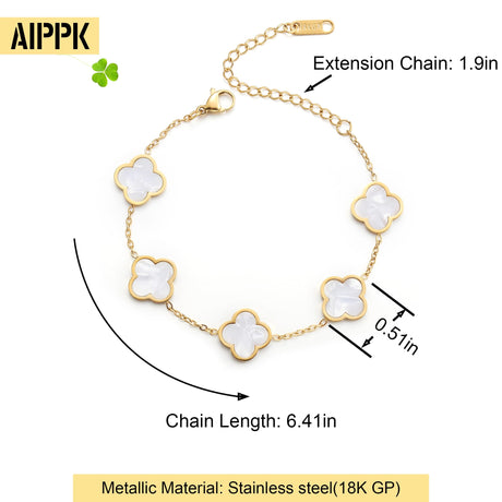 AIPPK 18K Gold Plated Clover Lucky Women