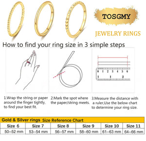 TOSGMY Gold Silver Rings for Women