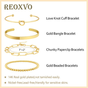 Reoxvo Gold Stack Bracelets for Women 14K  Bracelet Set  Bracelets