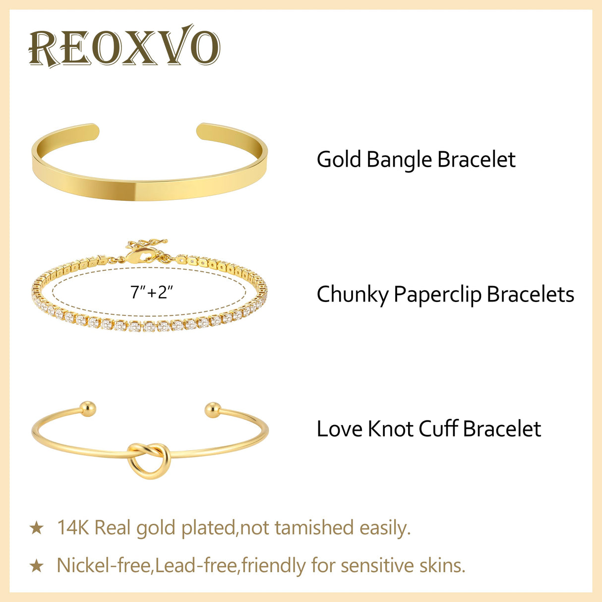 Reoxvo Gold Stack Bracelets for Women 14K  Bracelet Set  Bracelets