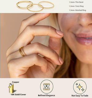 TOSGMY Gold Silver Rings for Women