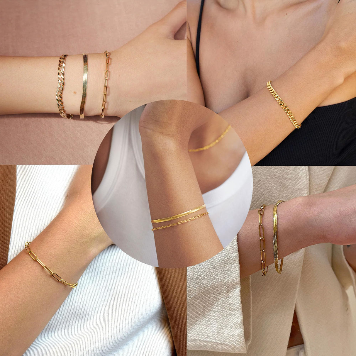 Gold Bracelets for Women,Dainty Bracelets Set for Women Trendy