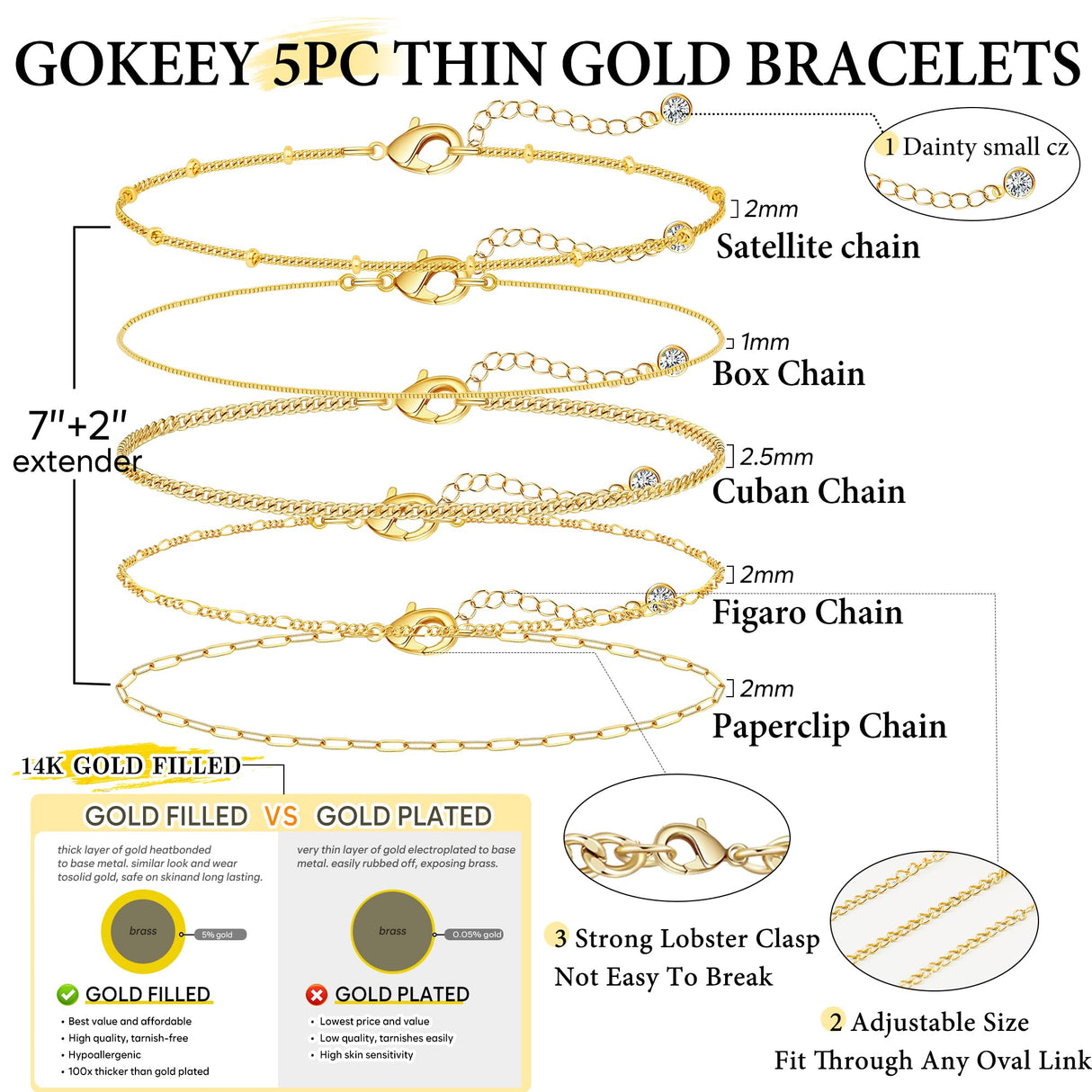 Gokeey Gold Bracelets for Women  Gold Adjustable