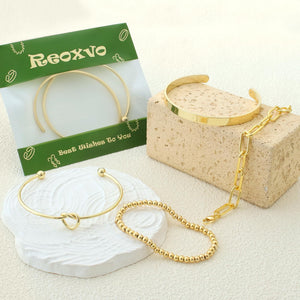 Reoxvo Gold Stack Bracelets for Women 14K  Bracelet Set  Bracelets