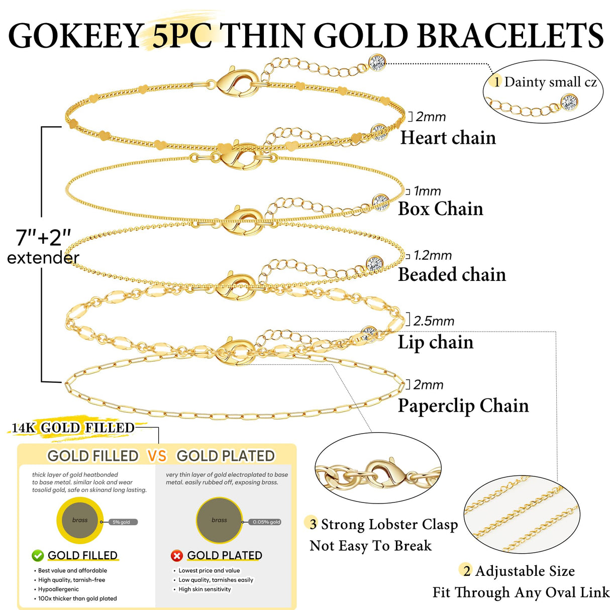 Gokeey Gold Bracelets for Women  Gold Adjustable