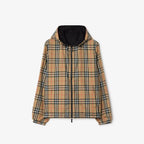 Reversible hooded jacket in check