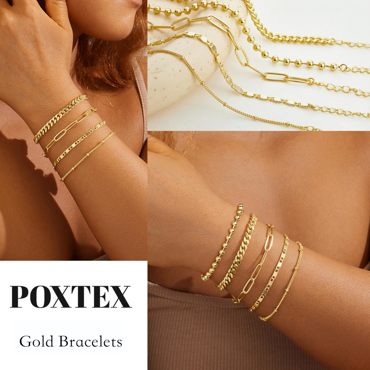 Gold Bracelets for Women,Dainty Bracelets Set for Women Trendy