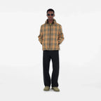 Reversible hooded jacket in check